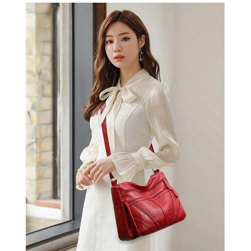 

Women Large Capacity Casual Messenger Shoulder Bag Soft Leather Crossbody Bag