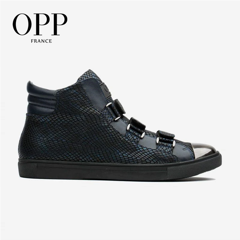 Мужская обувь из змеиной кожи с металлическими заклепками в стиле хип-хоп панк OPP