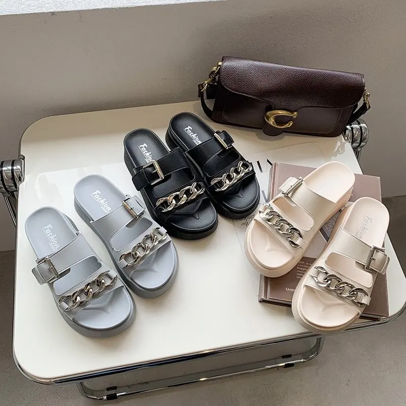

Slippers Women Summer Slides Shoes Med Pantofle Fashion Platform Soft 2021 Luxury Flat Fabric PU Casual Rubber Cotton Leisure
