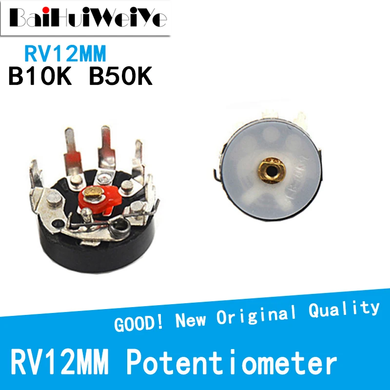 

5PCS/LOT Straight Angle Radio Potentiometer RV12MM B10K B103 B50K B503 Power Amplifier Volume Potentiometer With Switch 12mm