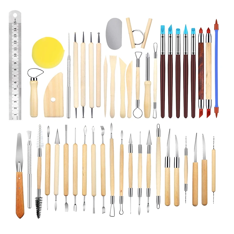 

48Pcs Clay Tools Sculpting Pottery Tools Polymer Modeling Clay Sculpture Set for Pottery Modeling,Carving,Ceramics