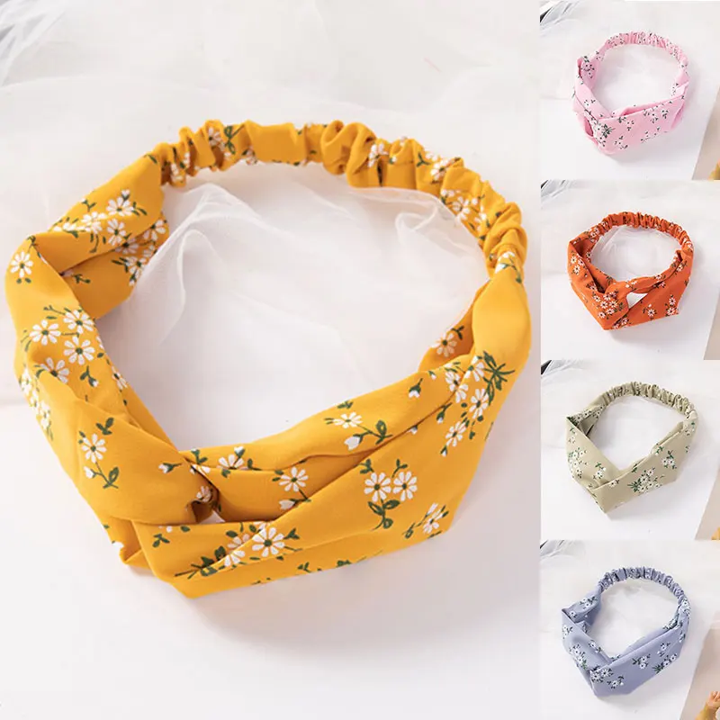 

Head Wrap Headbands Knotted Hair Band Women Headband Cross Elastic Daisy Flower Hairbands Hair Accessories Sports Headband New
