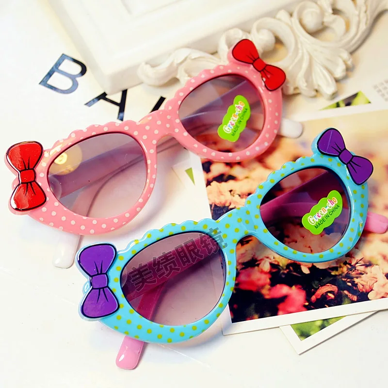 Милые детские солнцезащитные очки в горошек для девочек форме лука