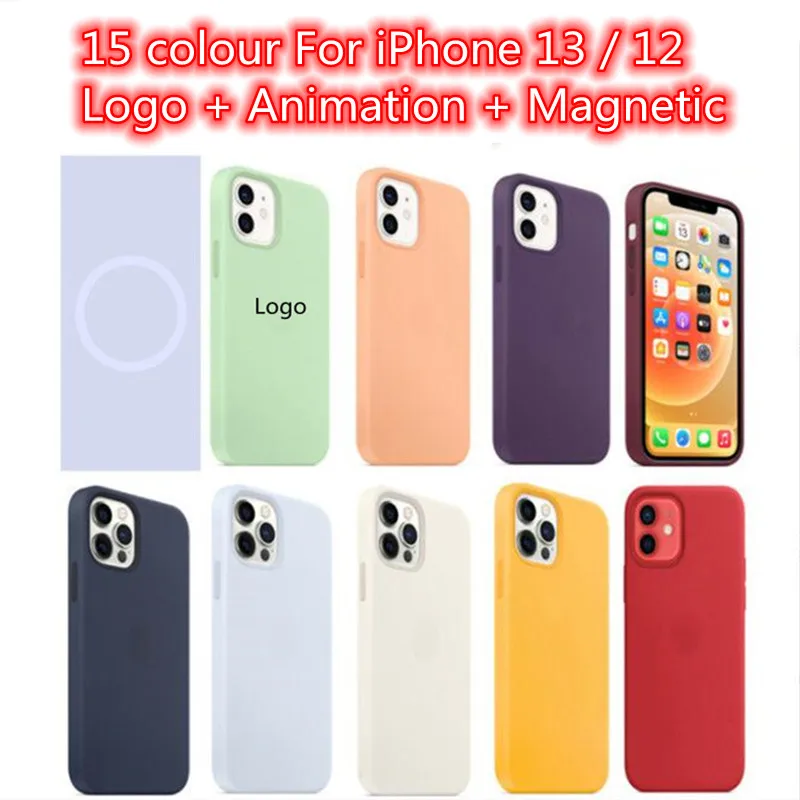 

Original Liquid Silicone Case For Apple iPhone 13 12 Pro Max Mini Cases Magnetic Animation Official Phone Cover