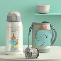 550ml double wall child thermal bottle outdoor travel cartoon cup 304 stainless steel vacuum flask mug with straw insulated