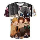 Забавная футболка с объемным комиксом Демон, убийца Модная рубашка с аниме летняя одежда для мальчиков и девочек camiseta Kimetsu no Yaiba, Детская футболка