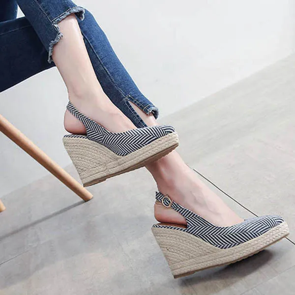 

EAGSITY women wedge shoes pointed toe high heels platform Mary Jane office lady pumps slingback party espadrilles cute shoes