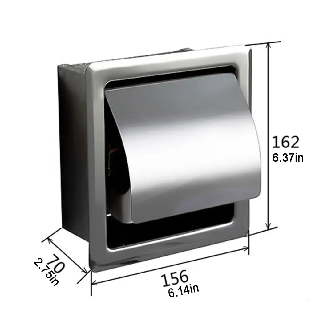 

Stainless Steel Bathroom Toilet Roll Paper Holder Box Concealed Wall Mounted Recessed Wall Embedded Bathroom Accessories
