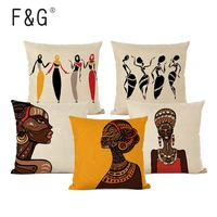 african woman design cushion cover home decor simple portrait printing decorative pillows cover square linen throw pillow case