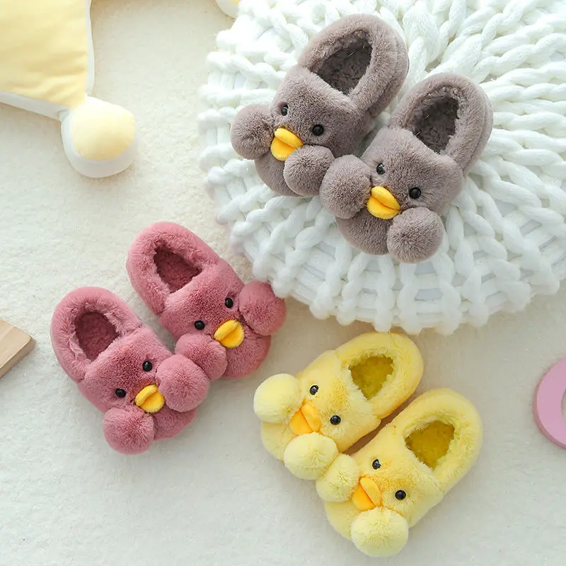 Детская зимняя домашняя обувь для мальчиков и девочек милые хлопковые тапочки с