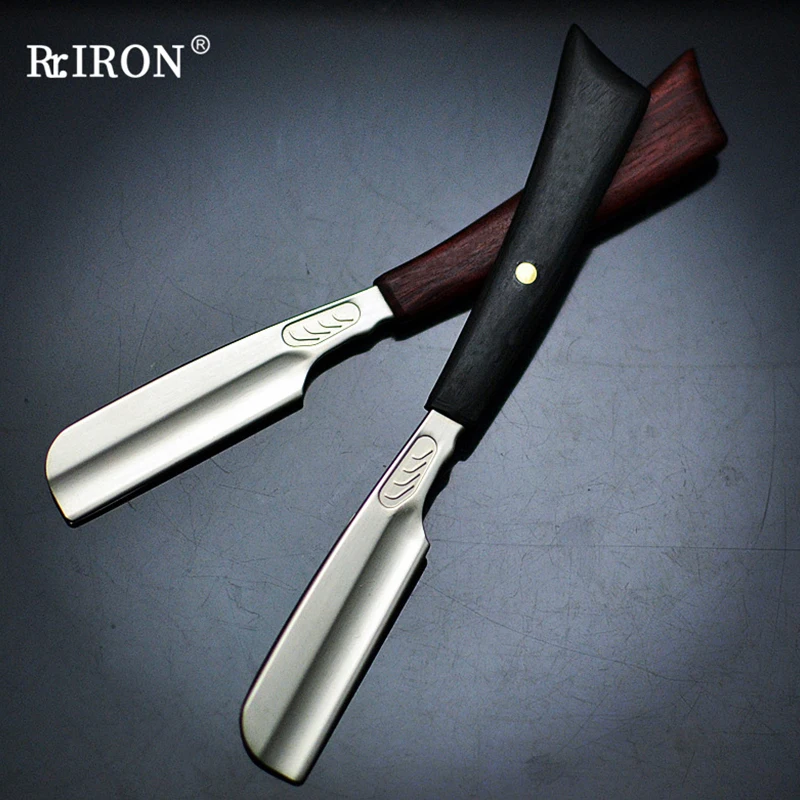 Профессиональная парикмахерская бритва Riron с ручкой из черного дерева складной