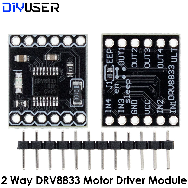 

DRV8833 2 Channel DC Motor Driver Module Board 1.5A 3V-10V