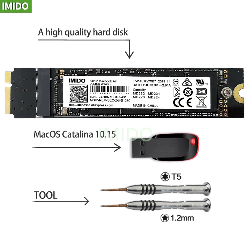 Новый 2 ТБ SSD для 2012 Macbook Air A1465 A1466 Md231 Md232 Md223 Md224 твердотельный накопитель MAC |