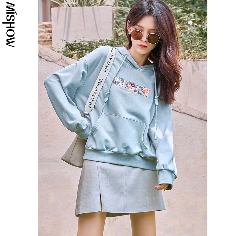 Осенние толстовки MISHOW 2020 для женщин повседневные с длинным рукавом и капюшоном