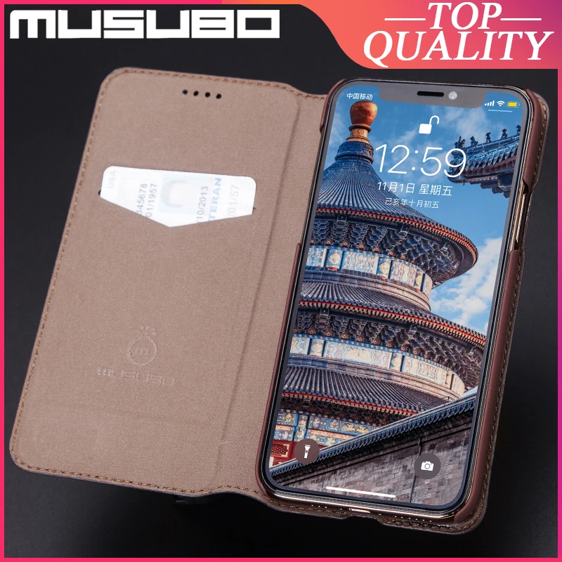 

Musubo Luxury Cases Flip Cover For iPhone 11 Pro Max XS XR 7 Plus 8 Genuine Leather Case Card Slot Wallet Funda Coque Capa