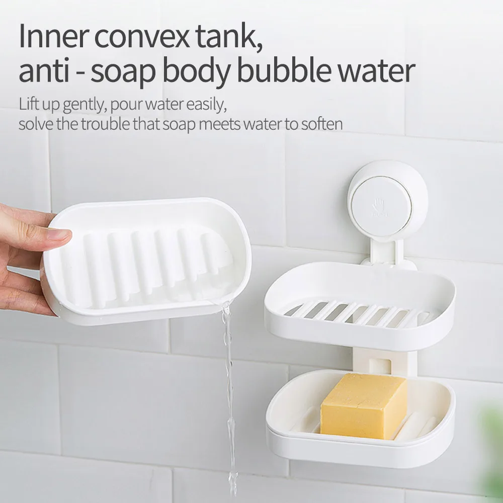 

Soap Dishes Drain Wall Mounted Soap Sponge Holder Storage Rack Bathroom Organizer Soap Draining Holder Kitchen Hanging Soap Box