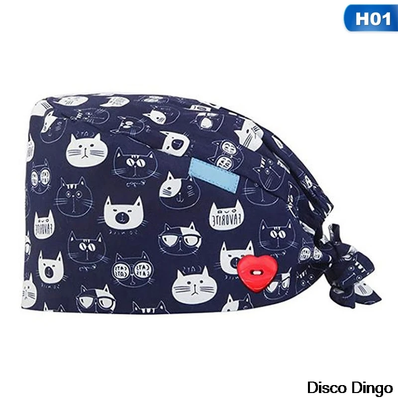 

High Quality Kids Control Center Cartoon Print Scrub Hats Pet Club Work Cap Adjustable Dental Beauty Dust Proof Work Cap