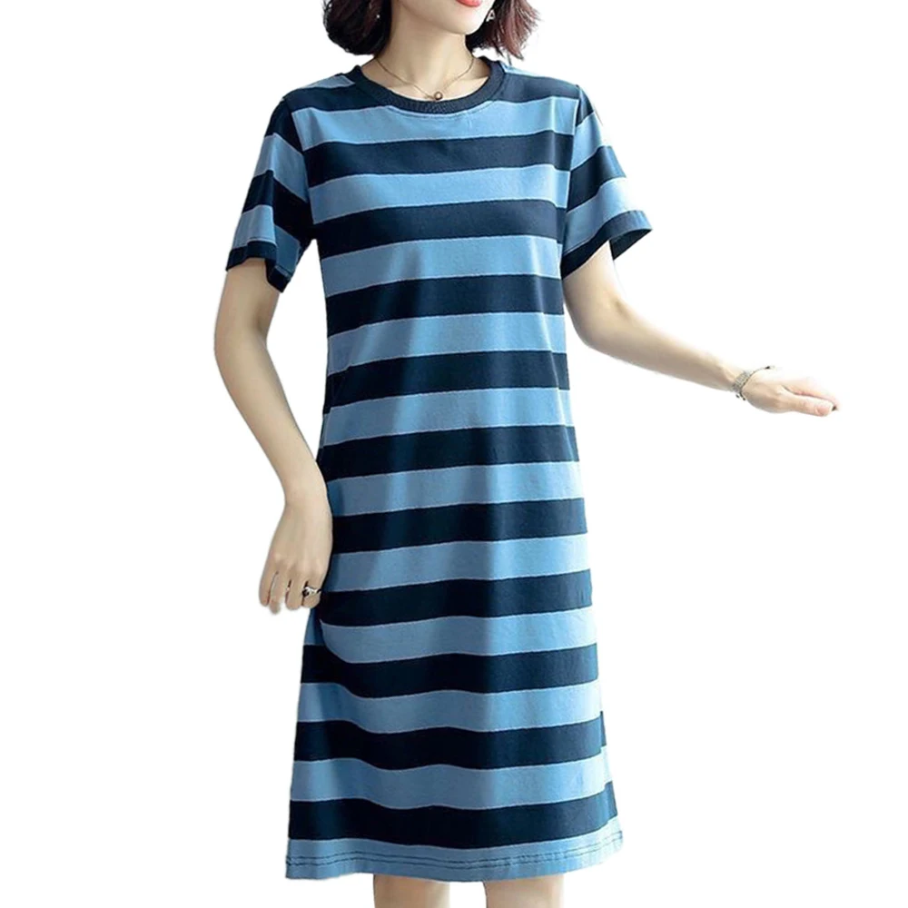 

Striped Casual Women Dress Loose Women Clothing Short Sleeve Knee-length Dress for Women Women's Dresses Fashion 2020