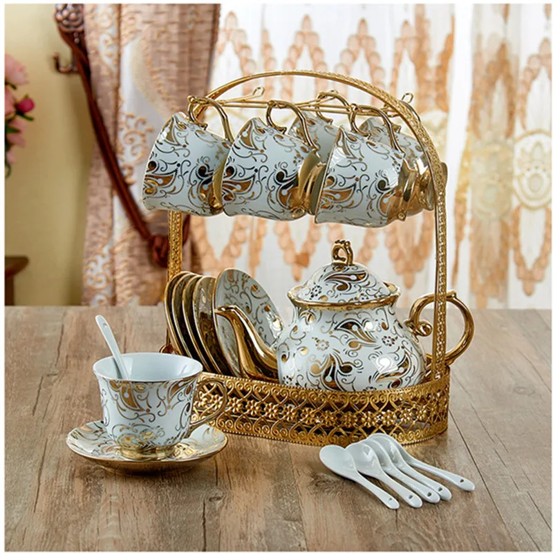 

XING KILO European creative aristocratic coffee cup and saucer set ceramic mug coffee cup home flower tea milk tea wedding gift