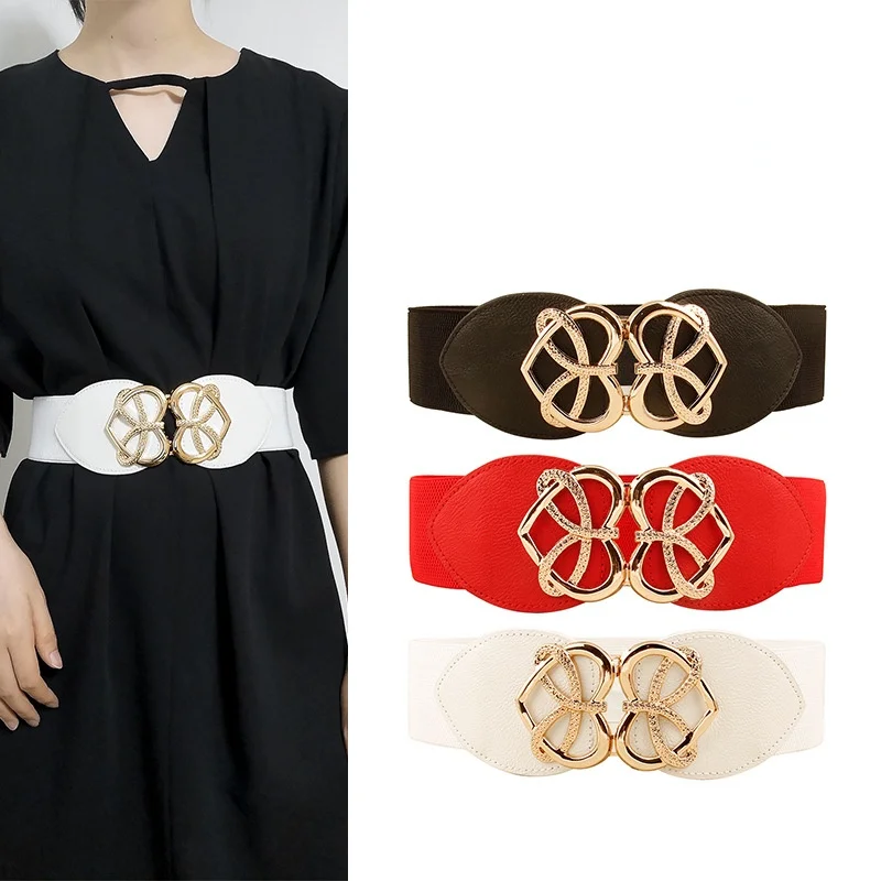 

Ремень из ПУ кожи Женский, тянущийся пояс в форме сердца, с золотистыми стразами, широкий пояс для джинсов и платьев, 2021