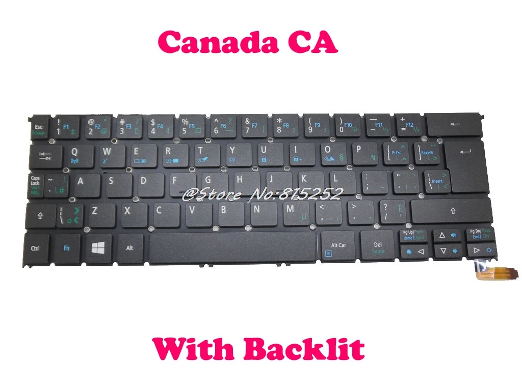 

CA Backlit Keyboard For Acer R13 R7-371 R7-371T R7-372T MP-13C66LAJ9201 MP-13C66CSJ9201 NK.I1213.017 MP-13C63U4J4421 English GR