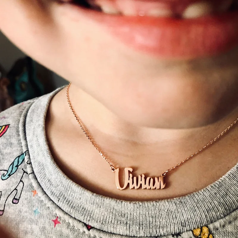 

Personalized Iced Name Necklace Stainless Steel Charm Custom Name Jewelry Any Name 11 Font Style To Choose For Girl Kids