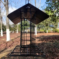 w3ja outdoor bird feeder hanging suet holder food dispenser creative parrot treat box with roof wind proof