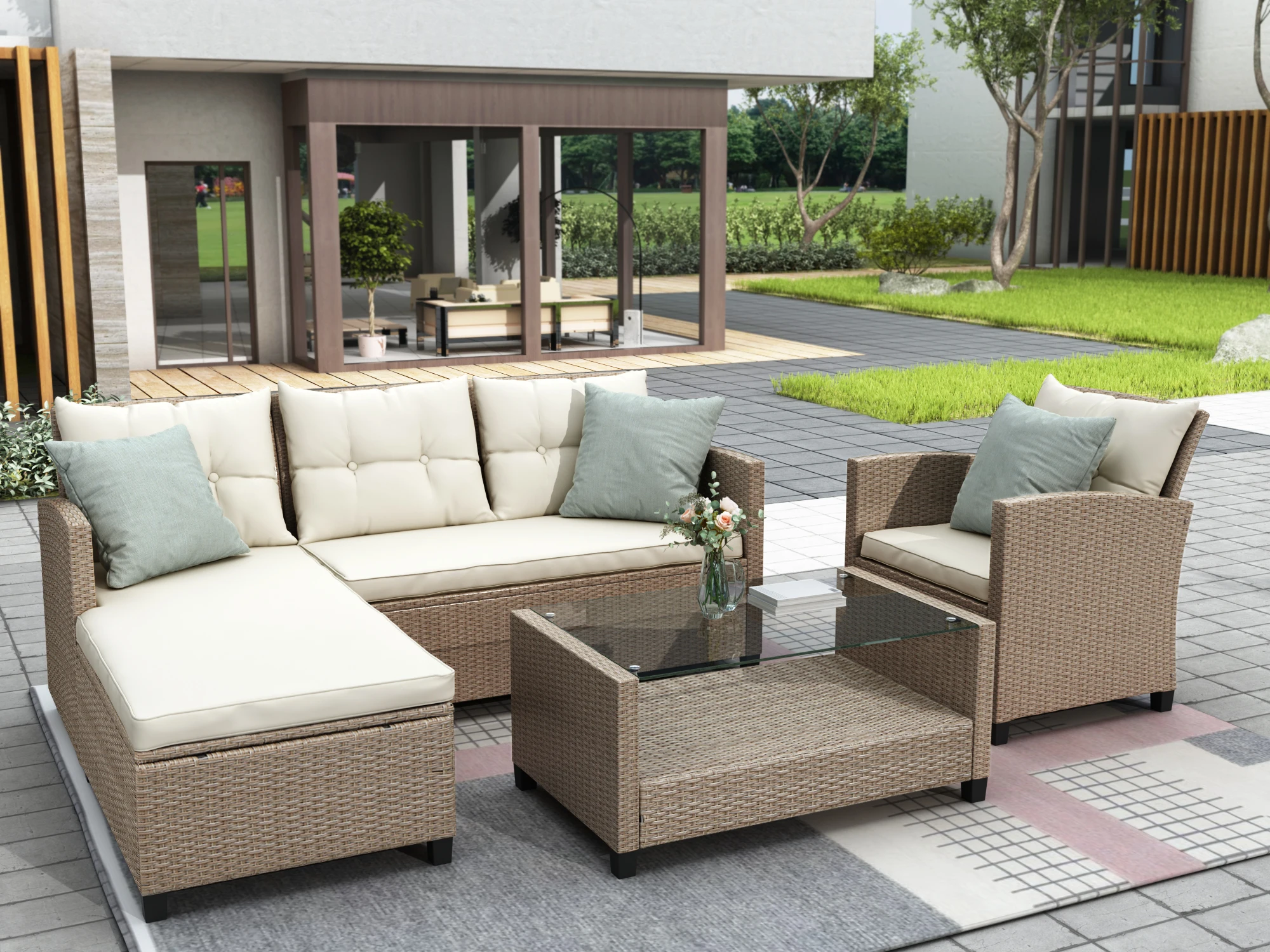 

Living Room Sofa Set Patio Furniture Sets 4 Piece Conversation Set Drop Shipping Outdoor Sofa Sets
