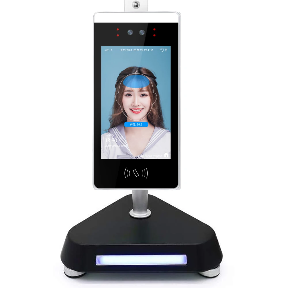 10 inch Monitor Face Facial Recognition Body Temperature Measuring IR Thermal Camera RFID/IC Card Access Control Entrance System