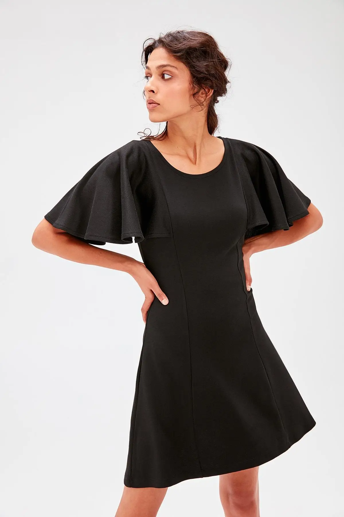 Trendyol Black Flounces Knit Dress TWOAW20EL1075 | Женская одежда