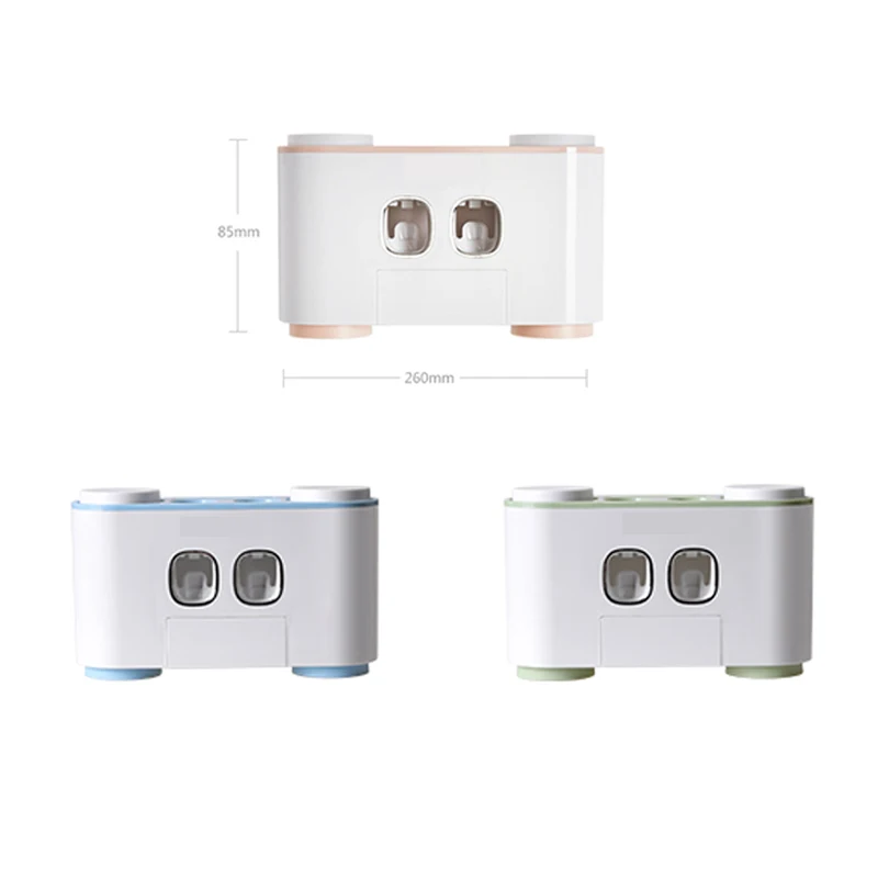 

Automatic Toothpaste Dispenser Wall Mount Toothbrush Holder Toothpaste Squeezer Bathroom Accessories Storage Rack with 4 Cups