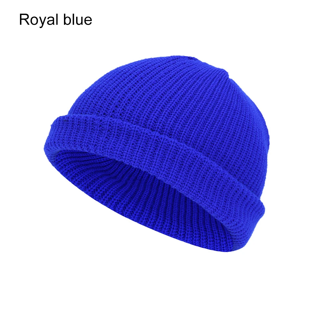 royal blue Унисекс зимний мужской ребристый трикотажный головной убор с черепом головной убор моряка манжета безрукавка Ретро Темно-Синий стиль лыжный Рыбак Docker Beanie Hat - Цвет: royal blue