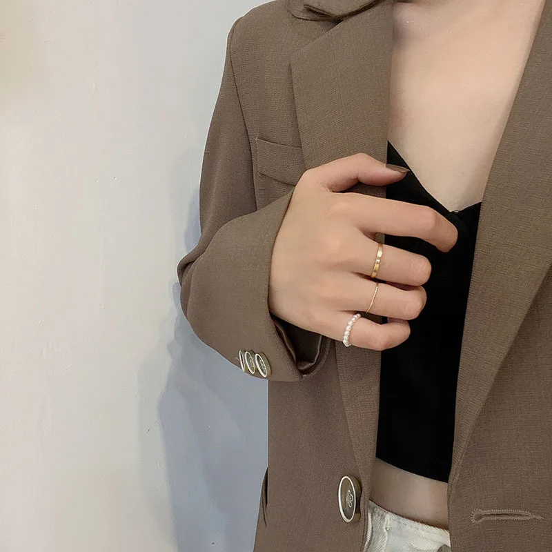 Комплект женских колец из искусственного жемчуга и бусин | Украшения аксессуары