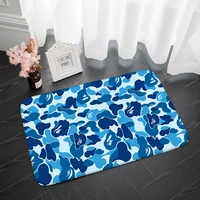blue rug absorbent bathroom mat prayer rugs portable flannel material living room house carpet hallway decoration bedroom mats