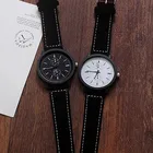 Часы наручные мужские кварцевые с ремешком из ПУ кожи, модные водонепроницаемые спортивные, чёрные