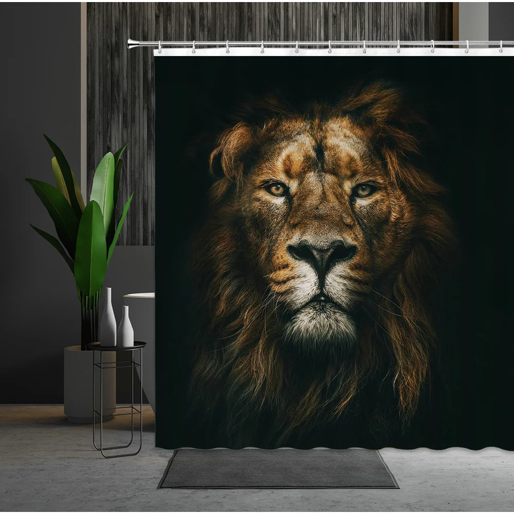 Занавеска для душа с изображением животных и диких набор s льв тигр слон фламинго