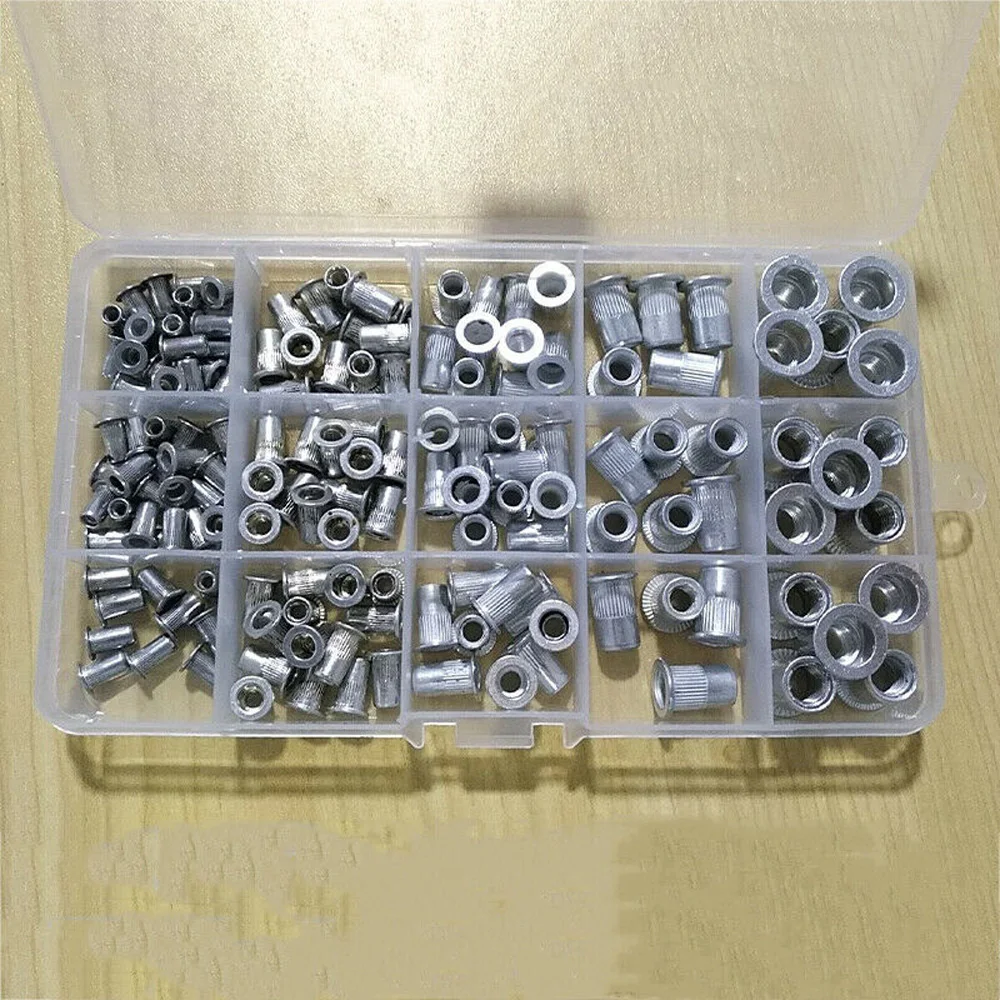 

Silver Kit Rivet Nut Insert Head Replacement Aluminum 150pcs/set Thread Metric