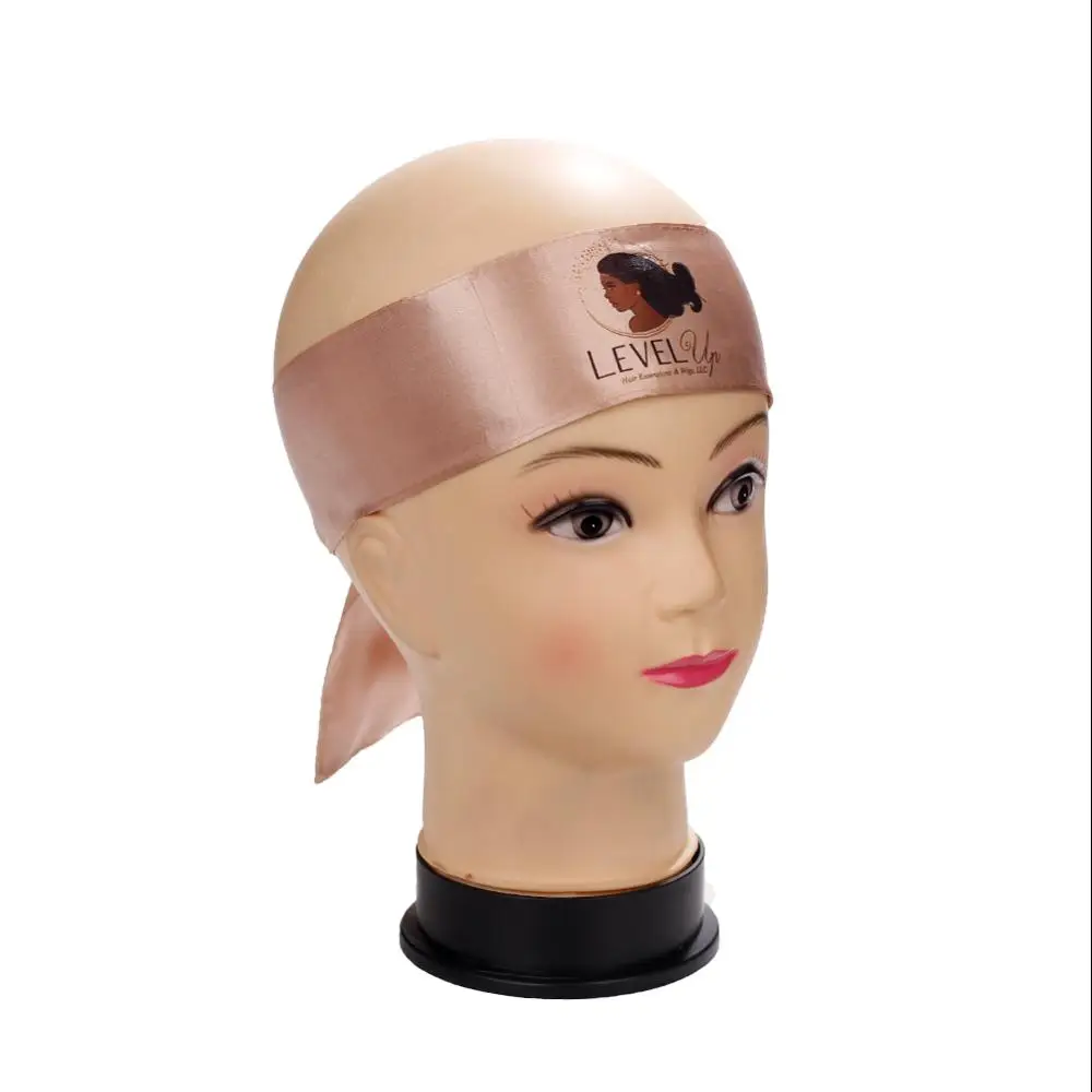 Атласная повязка на голову с логотипом под заказ/шелковая Защитная шапочка для