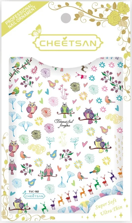 TSC-126-167 Cuckoo Magpie Сова 3D наклейка для ногтей Наклейка для ногтей украшение для ногтей инструмент для ногтей украшение для ногтей - Цвет: TSC-182