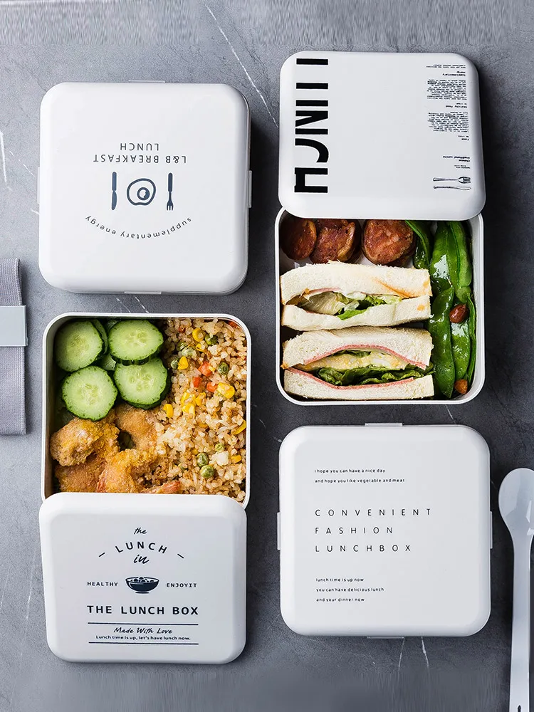 Японская термо ланч бокс с отсеками квадратная сэндвич коробка Детская школьная