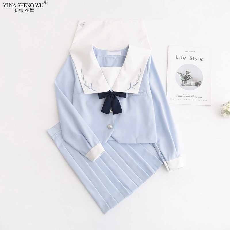 Японская школьная форма JK рубашка с коротким рукавом плиссированная юбка