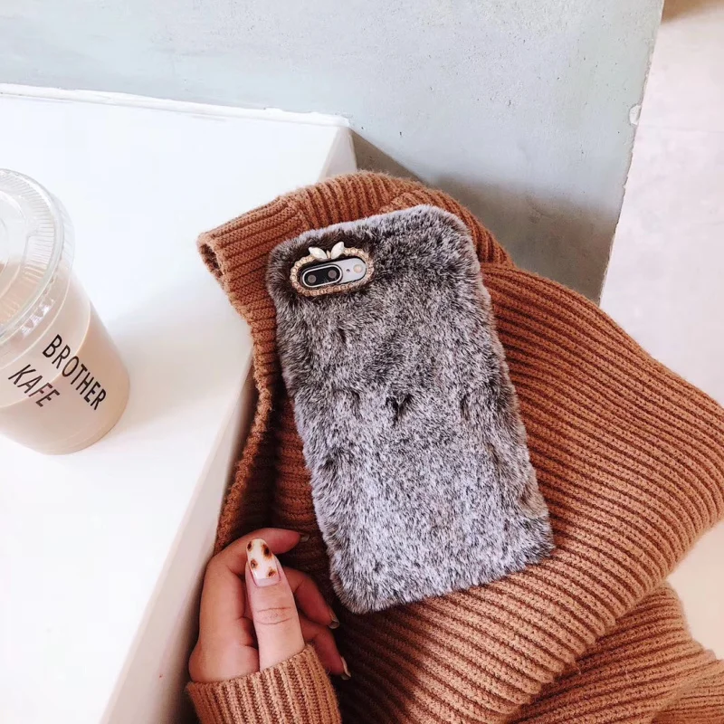 brown Теплая обувь на меху; мех чехол для Xiaomi Redmi Note 4 4X6 Pro Note 5 5A Prime Redmi 5 Plus 6A 5A 4X4 S2 Y2 пушистые зимние чехол Крышка - Цвет: brown