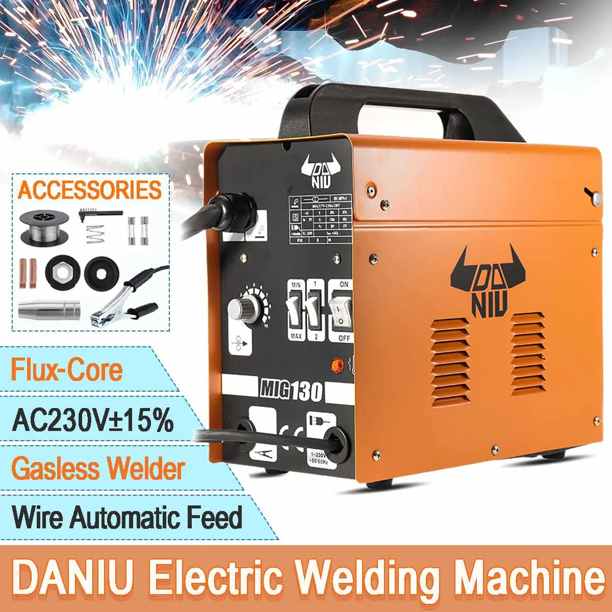 

50-120A AC Flux Core Wire Automatic Feed Welder Welding Machine Inverter MIG ARC Gas Gasless Welder Machine with Accessrioes