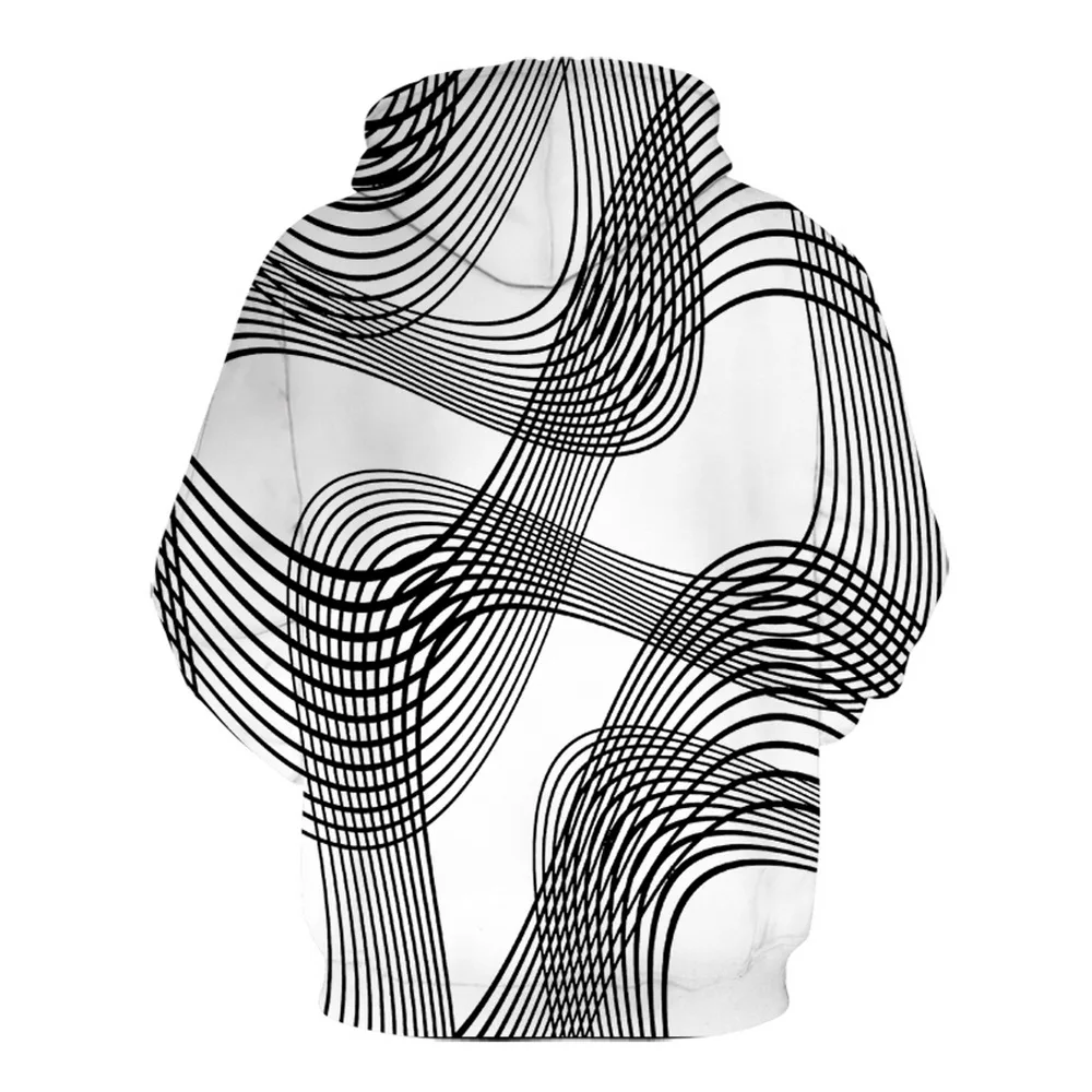 Толстовка с капюшоном для мужчин и женщин черно-белая толстовка геометрическим