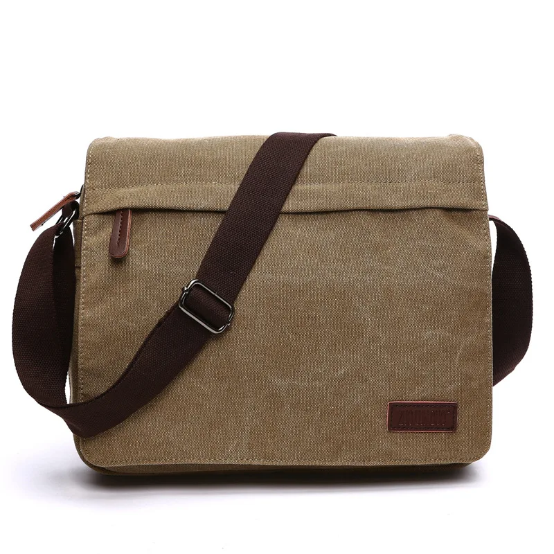 Weysfor Solid Canvas Messenger Satchel Bags Buckle Casual Portable Shoulder Bag Korean Trend Simple Pack For Men