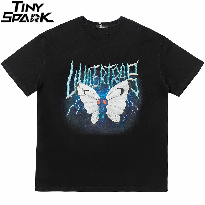 Мужская футболка с коротким рукавом хип хоп молния Бабочка Харадзюку лето