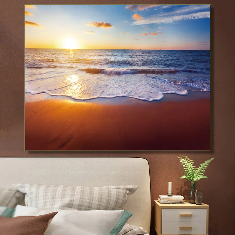 

Sunset Beach Landscape Canvas Painting Scandinavian Posters And Prints Wall Art Picture For Living Room Decoration Home Decor