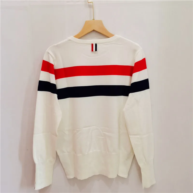 

2020 Autumn Striped White Knitted Pullover Sweater for Woman Clothes Designer Streetwear Jarajuku Fashion