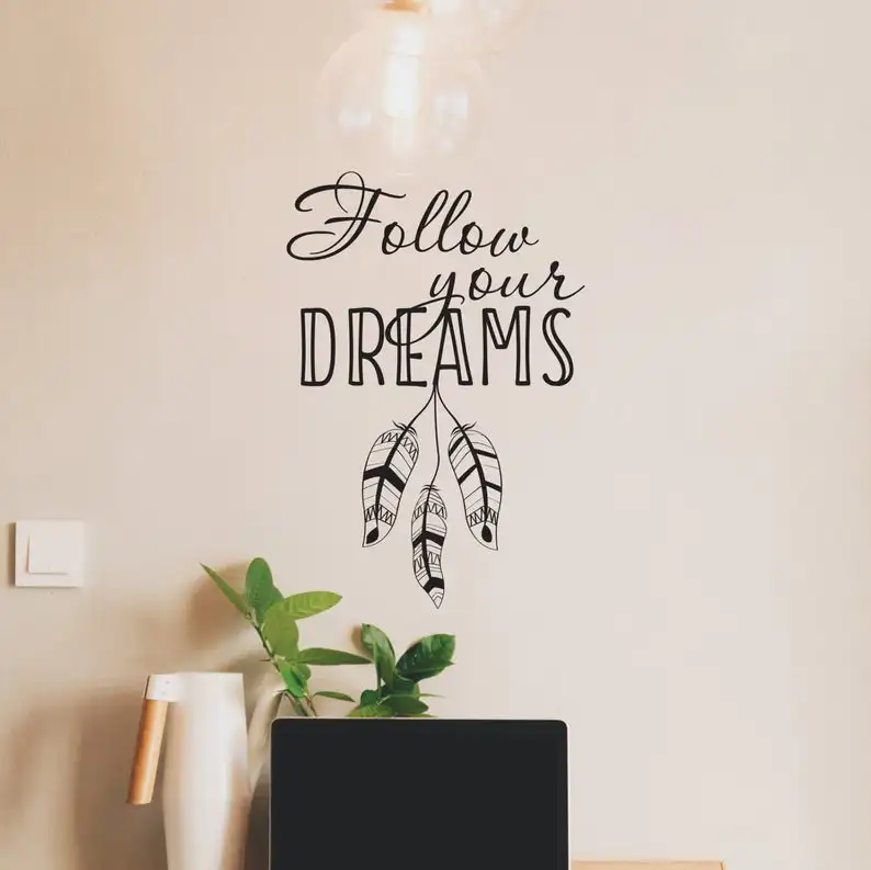 Надписью Follow Your Dreams Надписи Наклейка на стену домашний декор Цитата наклейки для