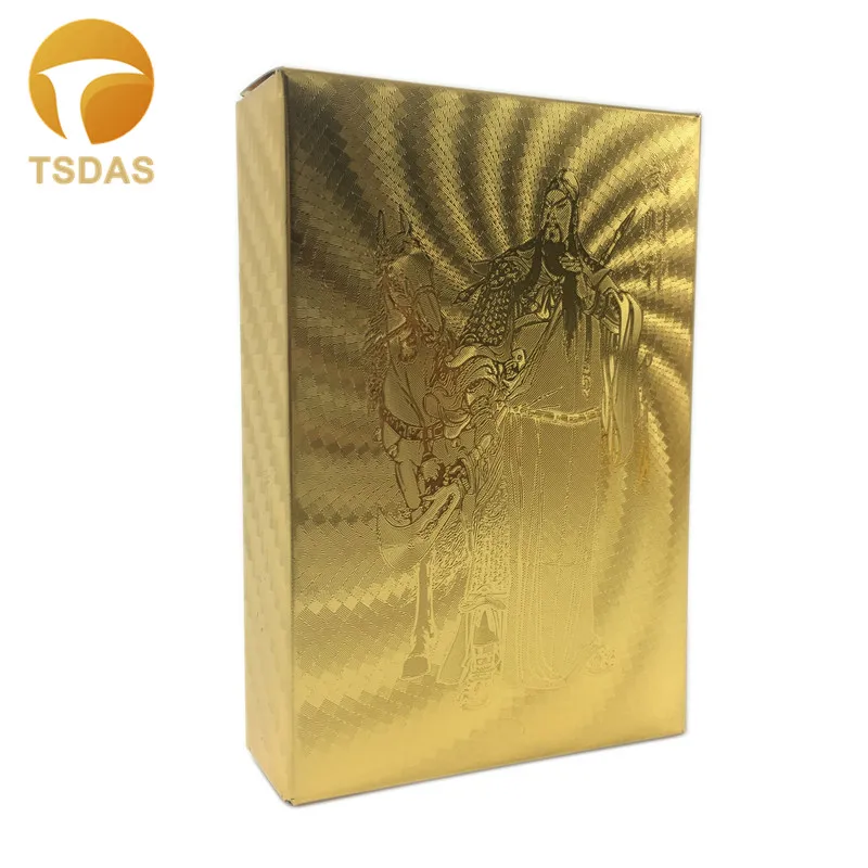 Золотые игральные карты с узором у форчуна (китайский Бог) покер из золотой